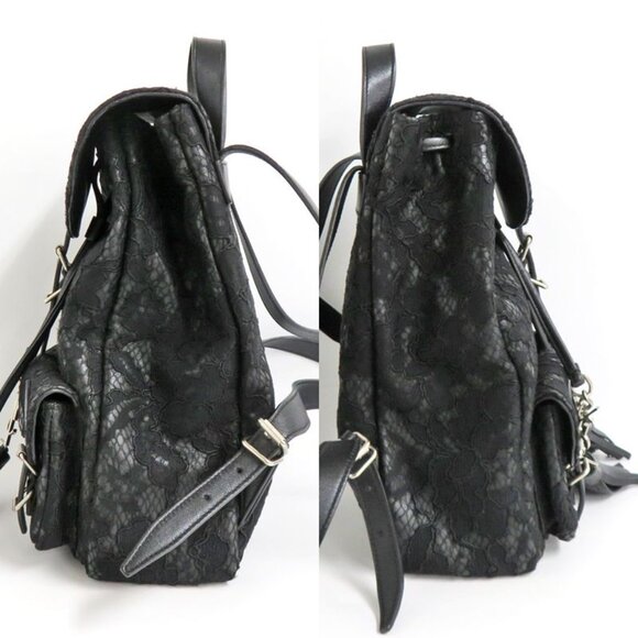 Saint Laurent Rucksack Festival Backpack Lace Black Fringe